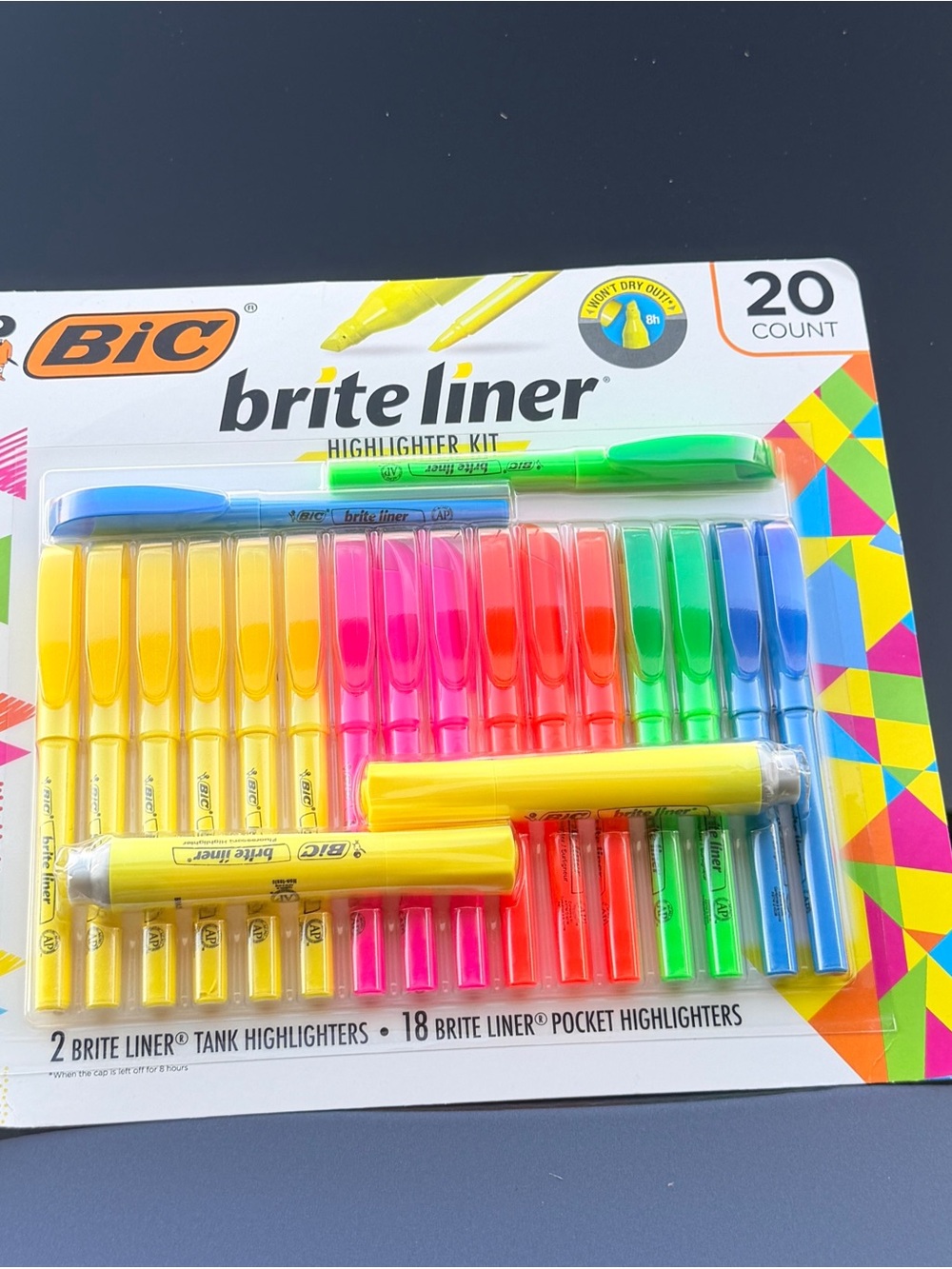 BIC Brite Liner Highlighter Set - Multi Color (20 Count)- NIB
